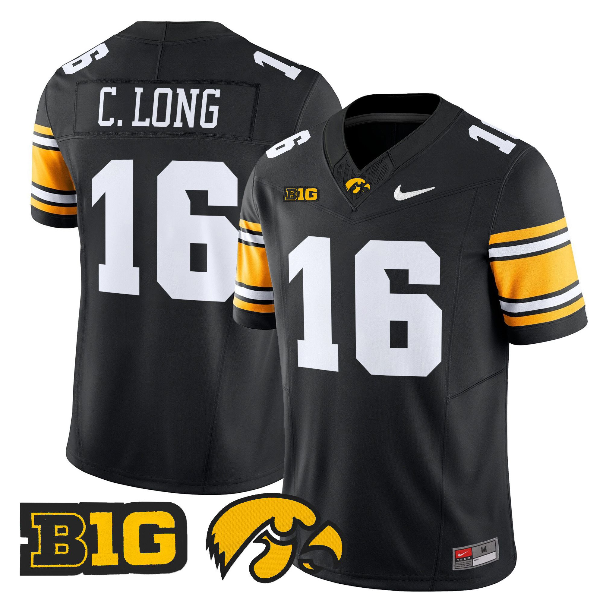 Men Iowa Hawkeyes #16 C.Long Black Nike 2024 Vapor Limited NCAA Jersey style 1